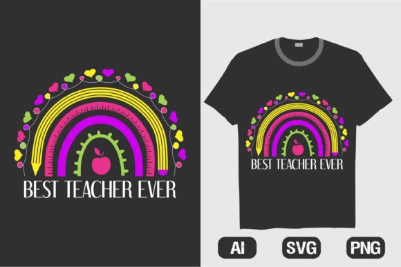 Best Teacher Ever Rainbow T-shirt 1