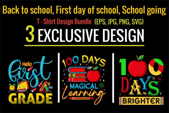 First Grade School T-Shirt Design Bundle