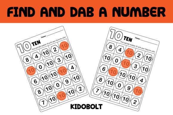 PreK Dab a Dot Number Worksheet - 10