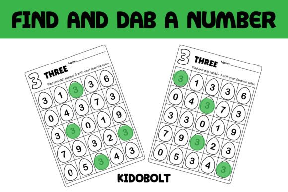 PreK Dab a Dot Number Worksheet - 3