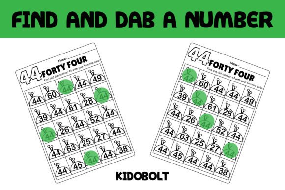 PreK Dab a Dot Number Worksheet - 44